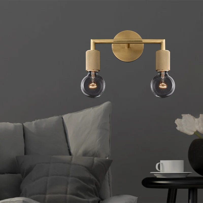 Kale lamp metalen wandverlichtingsarmatuur Minimalistisch 1/2-licht binnen-sconce lamp zwart/messing/chroom met vierkante...