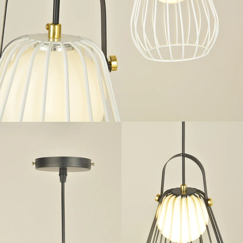 Kalebas Cage hanglampset minimalistisch metaal 1-lichts zwart/wit/roségoud hangende plafondlamp Clearhalo