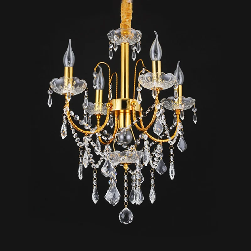 Kandelaar Eetkamerkroonluchter Traditioneel Metaal 5/7/9 Lampen Goud Hanglichtset met Swag Kristallen Strand Deco Clearhalo