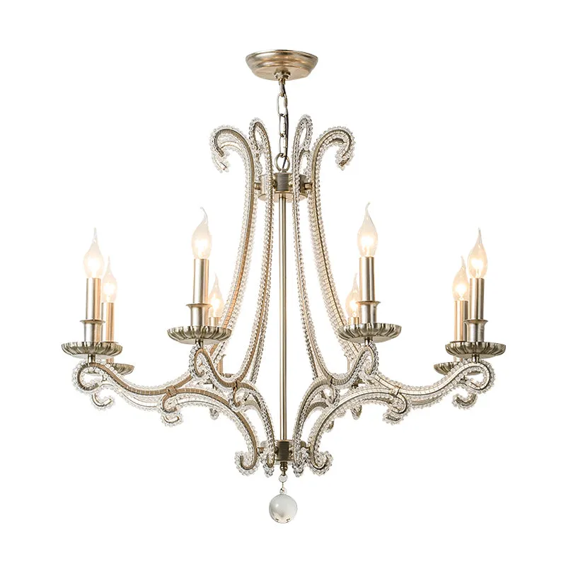Kandelaar kristallen kroonluchter verlichting eenvoudige 3/6/8 lampen woonkamer hangende hanglamp zilver Clearhalo