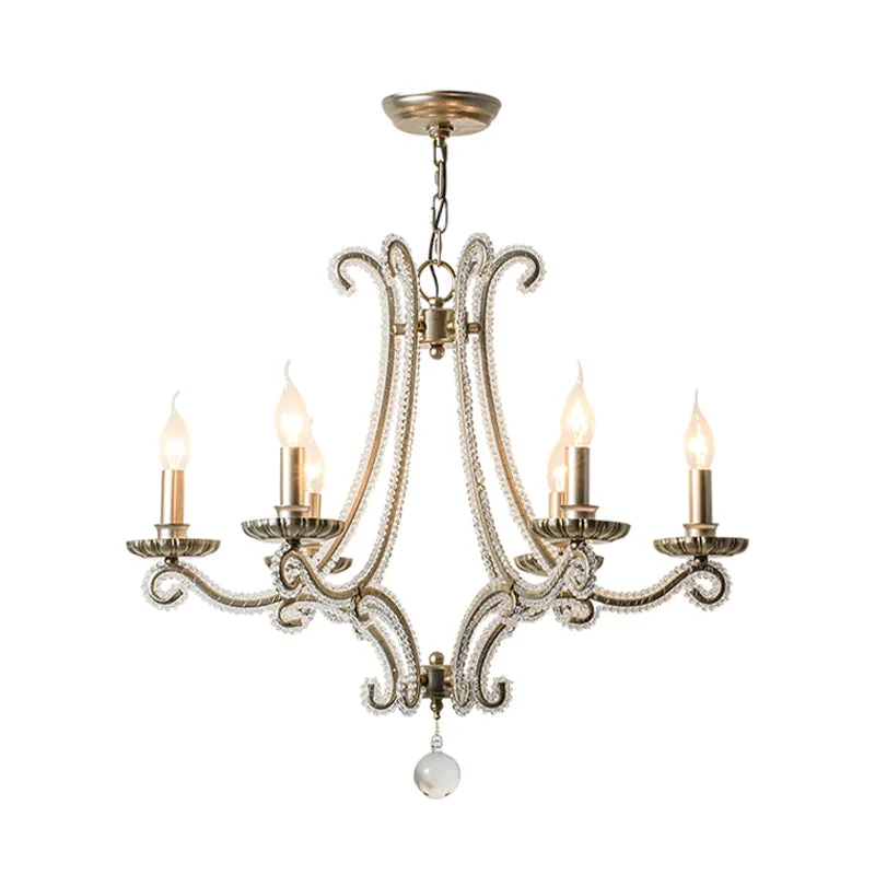Kandelaar kristallen kroonluchter verlichting eenvoudige 3/6/8 lampen woonkamer hangende hanglamp zilver Clearhalo