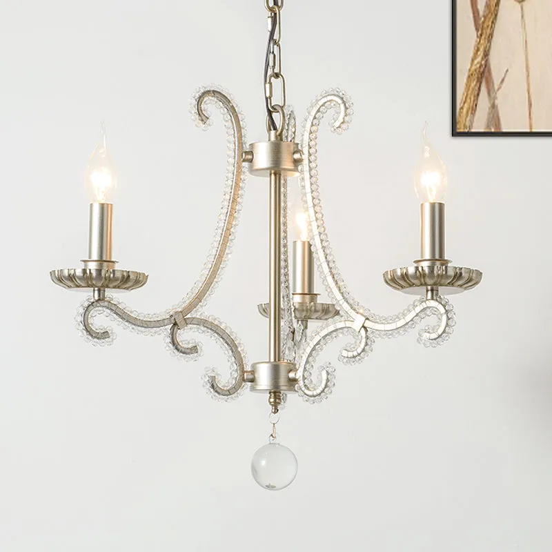 Kandelaar kristallen kroonluchter verlichting eenvoudige 3/6/8 lampen woonkamer hangende hanglamp zilver Clearhalo