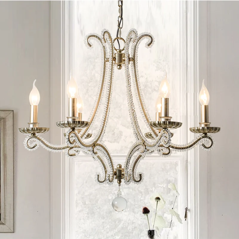 Kandelaar kristallen kroonluchter verlichting eenvoudige 3/6/8 lampen woonkamer hangende hanglamp zilver Clearhalo