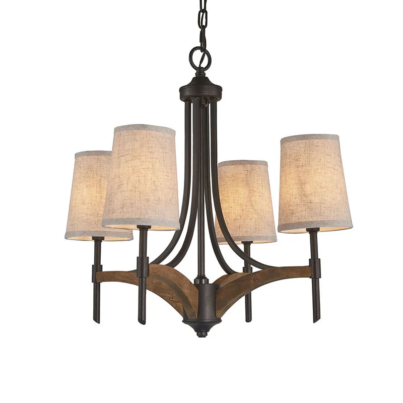 Kandelaar metalen kroonluchter verlichting klassiek 4-lichts woonkamer hanglamp zwart met/zonder kap Clearhalo