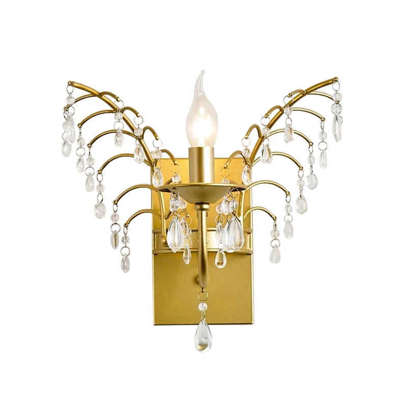 Kandelaar wandlamp eigentijds kristal 1-lichts messing schanslamp met takontwerp Clearhalo