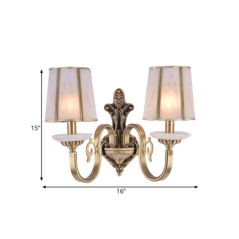 Kegel doorschijnende glazen schanslamp Vintage 1/2 lamp binnenwandgemonteerde lamp messing Clearhalo