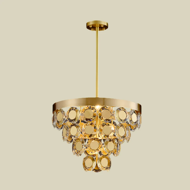 Kegelkroonluchter hanglamp modernisme kristalblok 5 lampen restaurant hanglamp messing Clearhalo