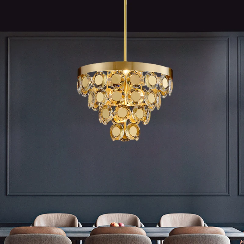 Kegelkroonluchter hanglamp modernisme kristalblok 5 lampen restaurant hanglamp messing Clearhalo