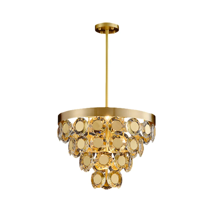 Kegelkroonluchter hanglamp modernisme kristalblok 5 lampen restaurant hanglamp messing Clearhalo