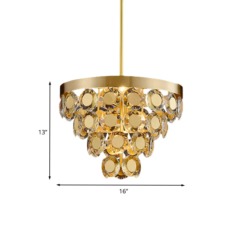 Kegelkroonluchter hanglamp modernisme kristalblok 5 lampen restaurant hanglamp messing Clearhalo