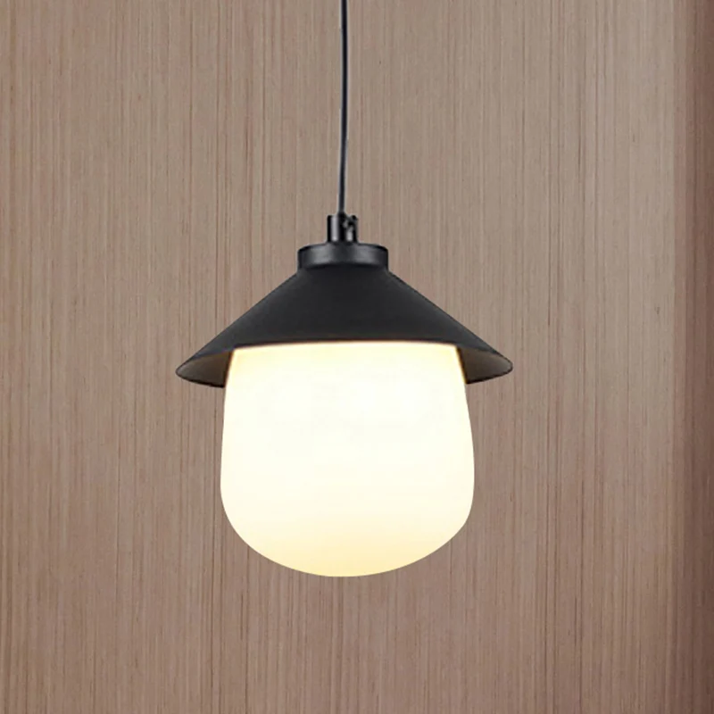 Kegelvormige hanglamp met ovale glazen kap Minimalistische zwarte hangende plafondlamp voor eetkamer Clearhalo