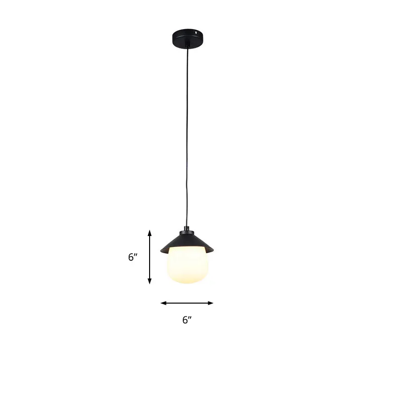 Kegelvormige hanglamp met ovale glazen kap Minimalistische zwarte hangende plafondlamp voor eetkamer Clearhalo
