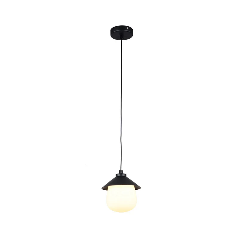 Kegelvormige hanglamp met ovale glazen kap Minimalistische zwarte hangende plafondlamp voor eetkamer Clearhalo