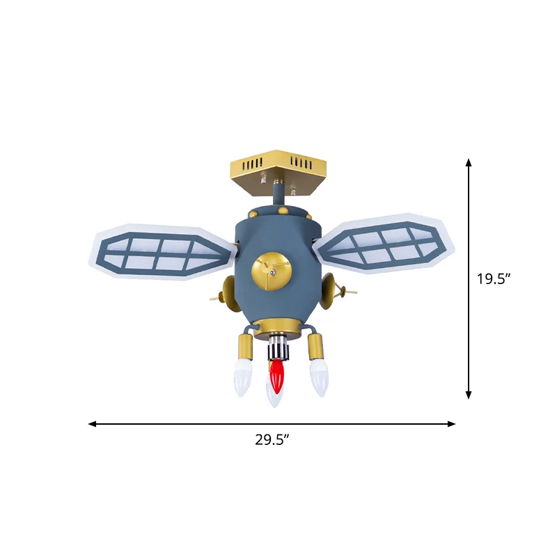 Kinder 4-kops plafondinbouw grijze Spaceport semi-inbouwverlichting met metalen kap Clearhalo