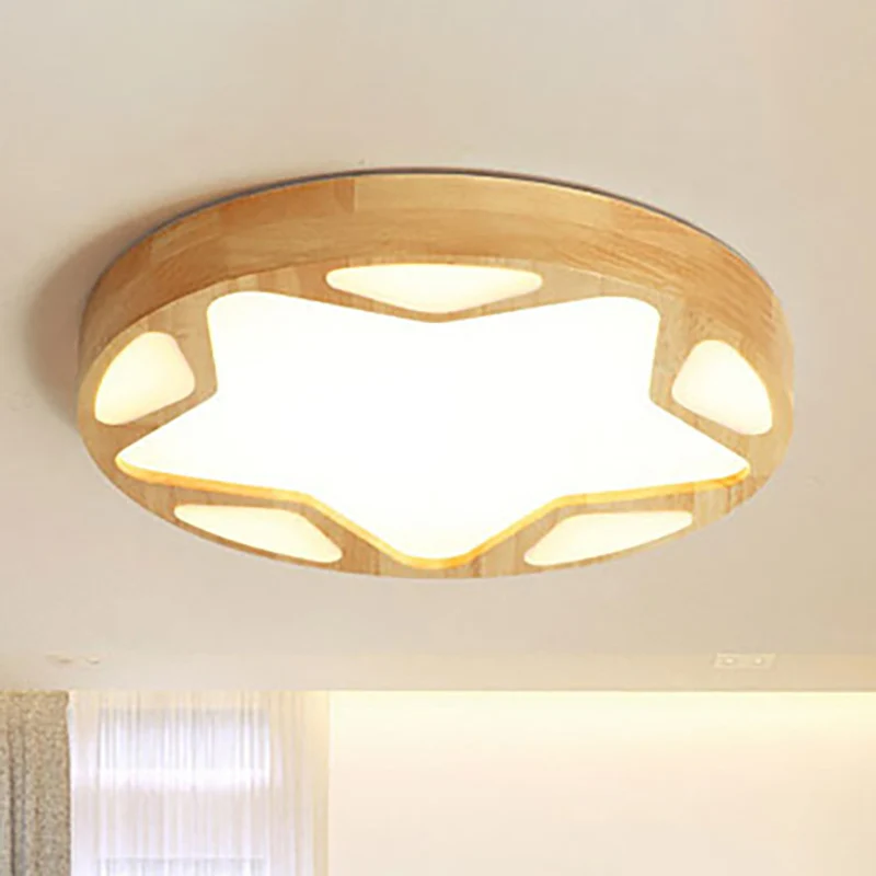Kindergarten Star Flush plafondlamp hout acryl moderne LED-plafondlamp beige Clearhalo