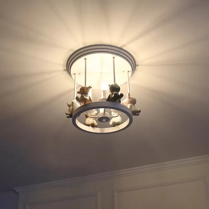 Kinderkamerkaars Semi-inbouwlamp met dierlijk metaal 4 lampen Modern wit plafondarmatuur Clearhalo