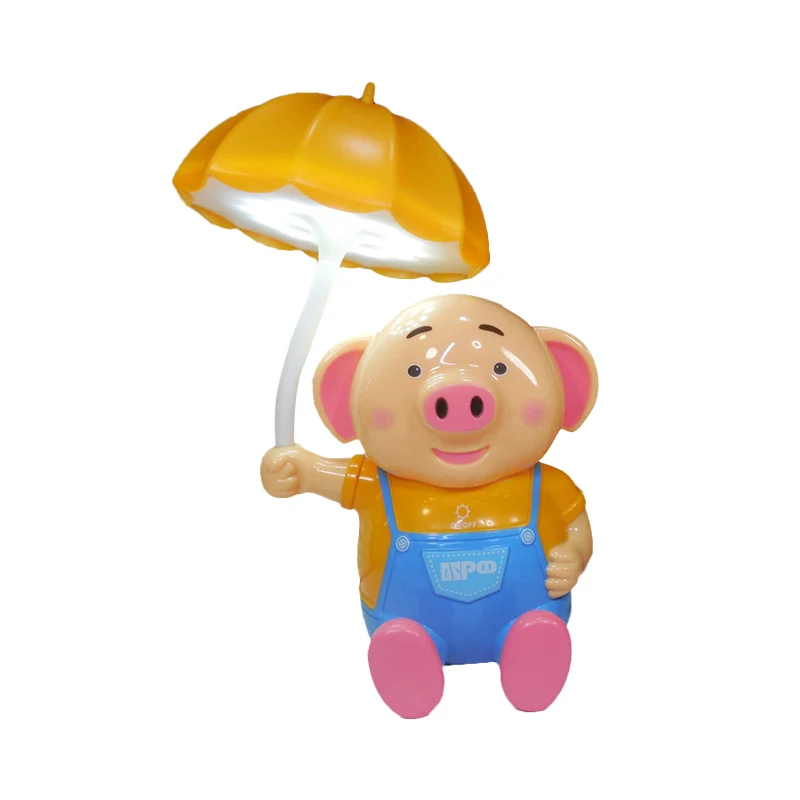 Kinderparaplu-bureaulamp met Piggy 1-kops kunststof tafellamp voor kinderslaapkamer Clearhalo