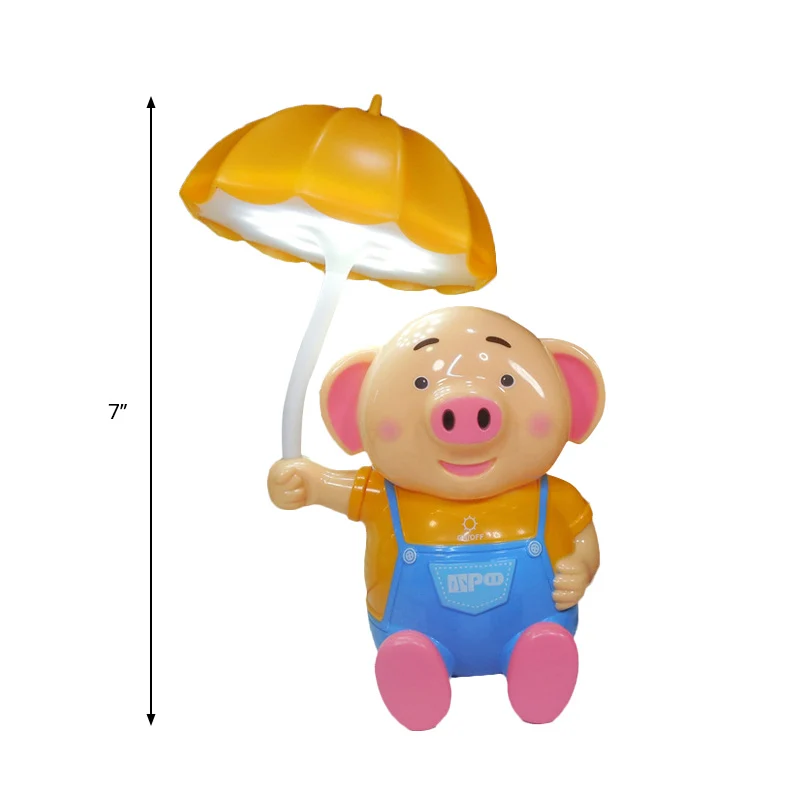 Kinderparaplu-bureaulamp met Piggy 1-kops kunststof tafellamp voor kinderslaapkamer Clearhalo