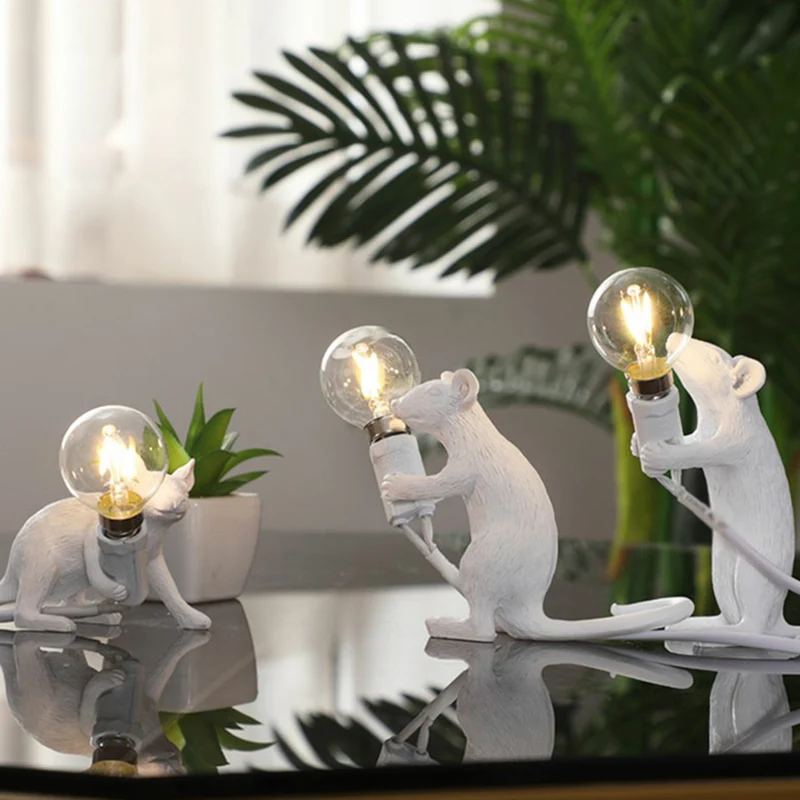 Kinderstijl muisvormige tafellamp hars 1-lichts nachtkastje nachtverlichting voor decoratie Clearhalo