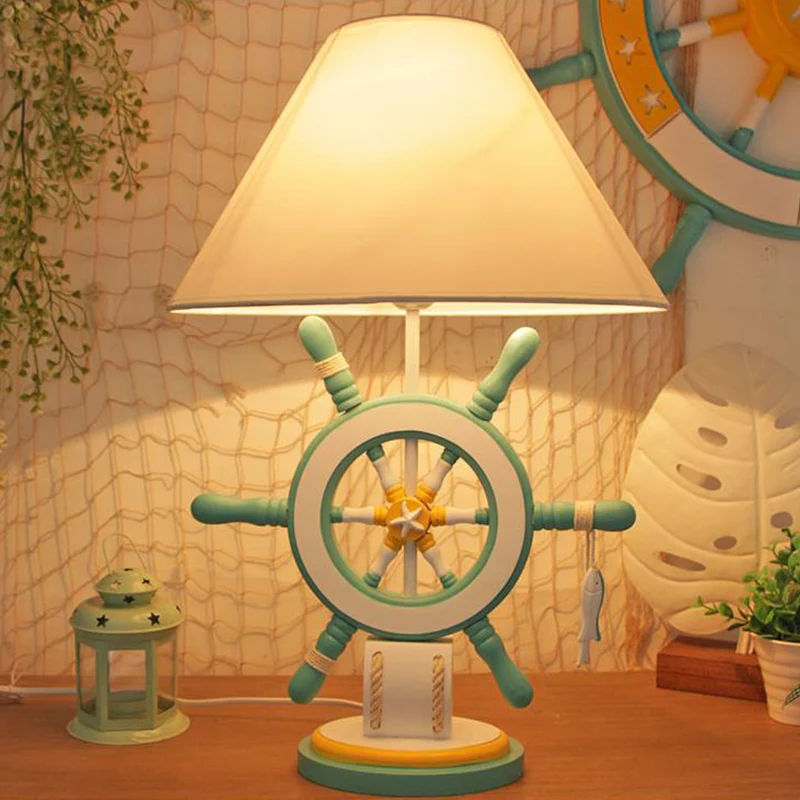 Kinderstijl Roer Tafellamp Hout 1 Hoofd Nachtkastje Nachtlampje Roze/Blauw/Groen met Dimmer/Aan/uit-schakelaar Clearhalo