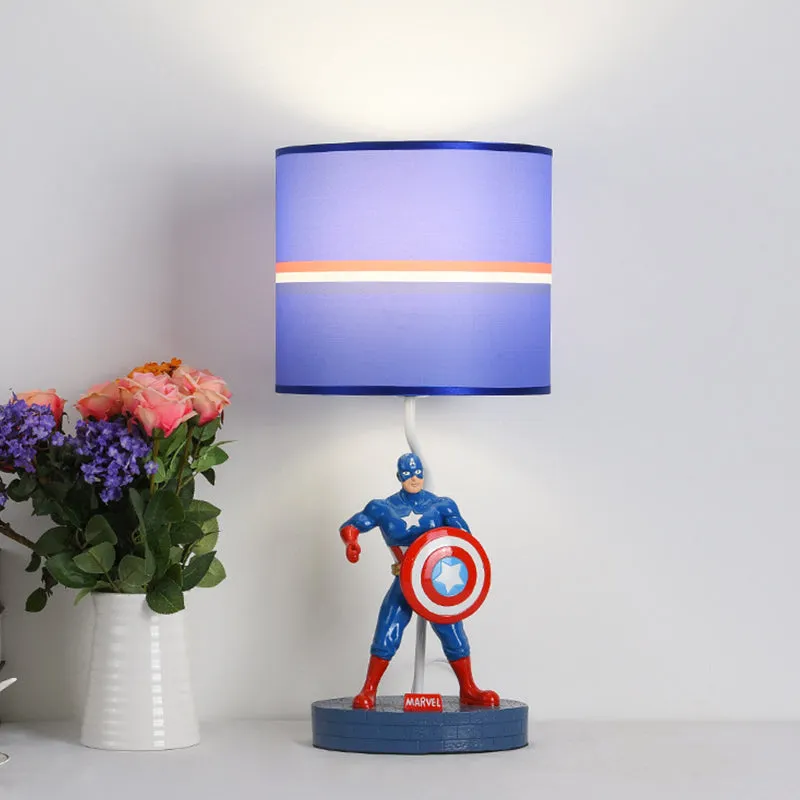 Kindertrommelstof nachtlampje 1 hoofdnachtkastjelamp blauw met stripfiguurdecoratie Clearhalo