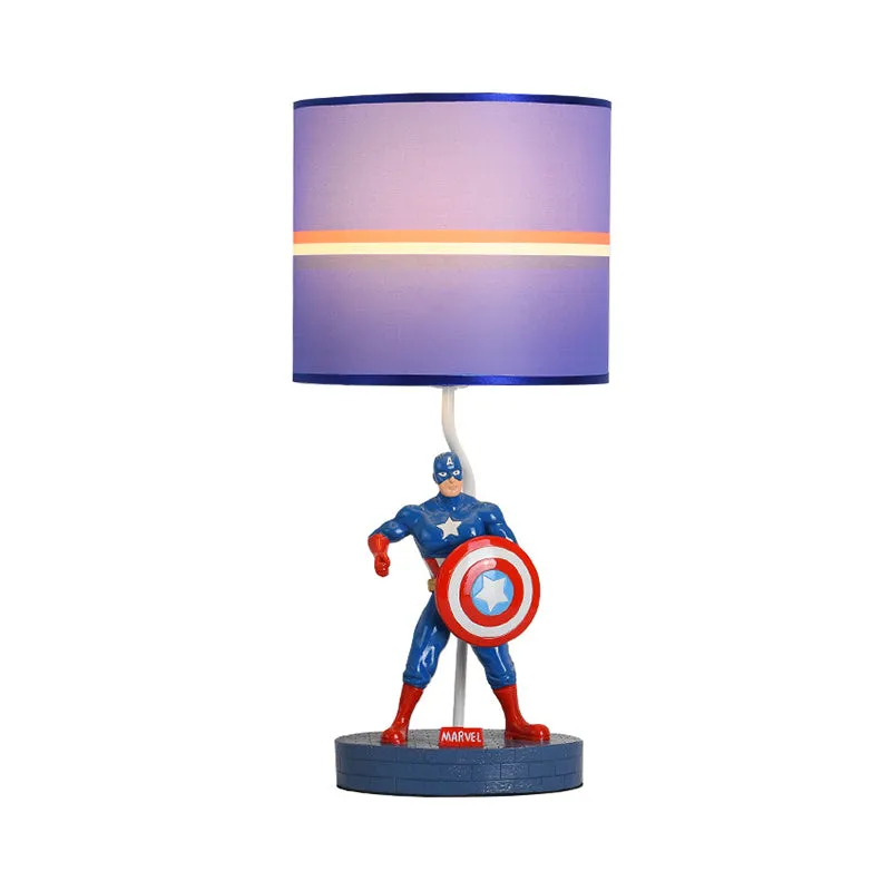 Kindertrommelstof nachtlampje 1 hoofdnachtkastjelamp blauw met stripfiguurdecoratie Clearhalo