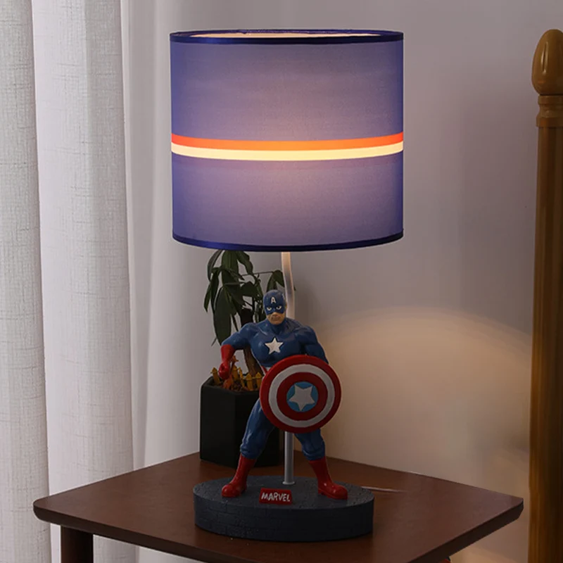 Kindertrommelstof nachtlampje 1 hoofdnachtkastjelamp blauw met stripfiguurdecoratie Clearhalo