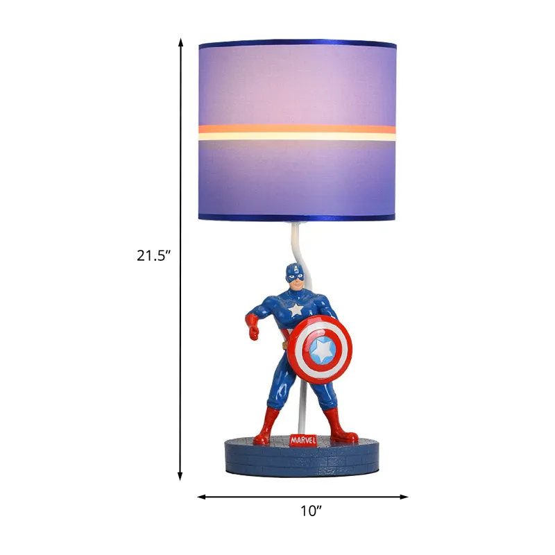 Kindertrommelstof nachtlampje 1 hoofdnachtkastjelamp blauw met stripfiguurdecoratie Clearhalo