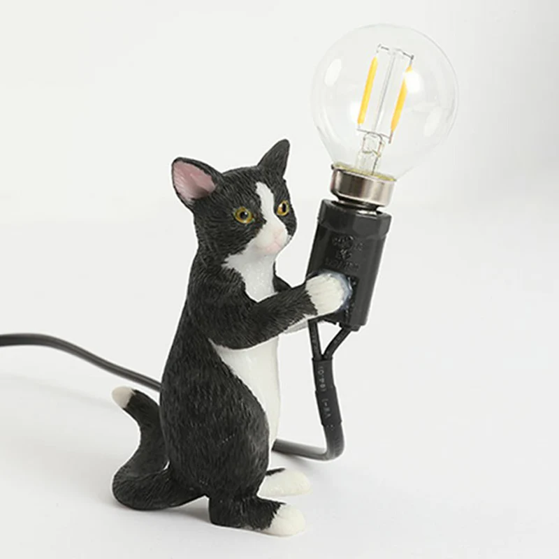 Kitten Nachtkastje Licht Decoratief Hars 1 Lamp Kinderslaapkamer Nachtkastje Lamp Clearhalo