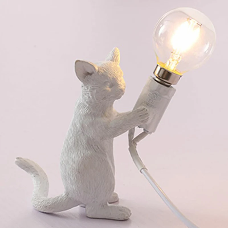 Kitten Nachtkastje Licht Decoratief Hars 1 Lamp Kinderslaapkamer Nachtkastje Lamp Clearhalo