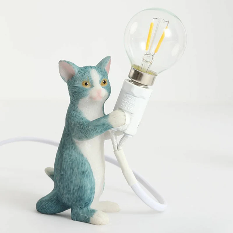 Kitten Nachtkastje Licht Decoratief Hars 1 Lamp Kinderslaapkamer Nachtkastje Lamp Clearhalo