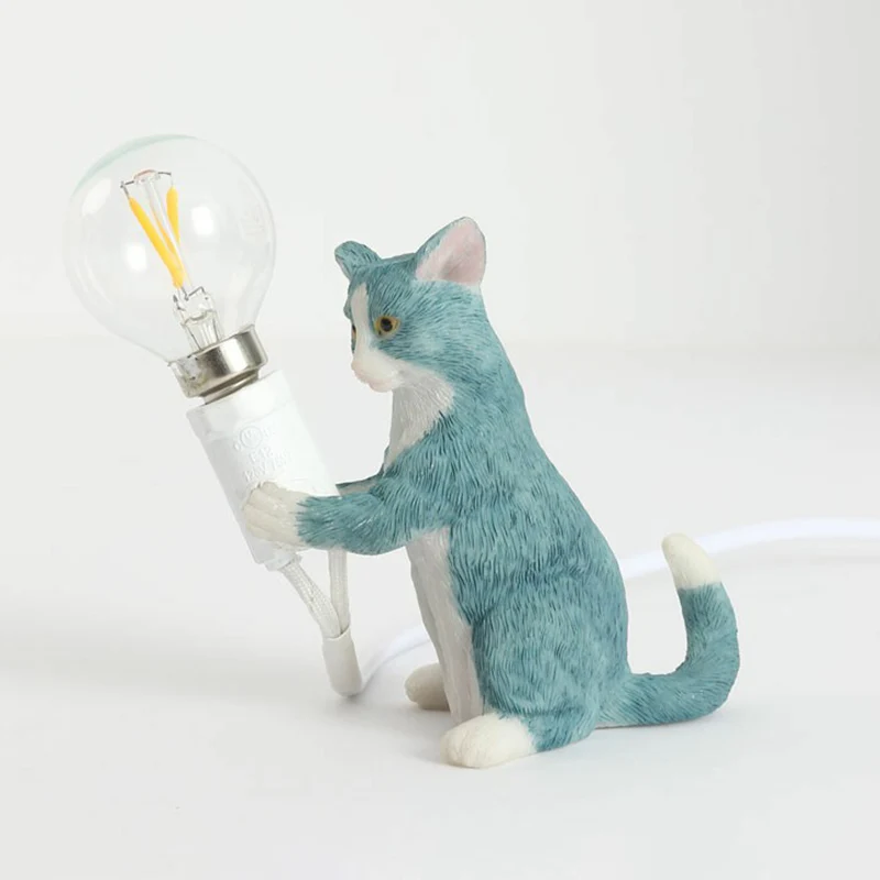 Kitten Nachtkastje Licht Decoratief Hars 1 Lamp Kinderslaapkamer Nachtkastje Lamp Clearhalo