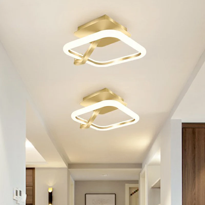 Kleine inbouw plafondarmatuur Eenvoud Metaal goudkleurige afwerking Semi-gemonteerde verlichting voor gang Clearhalo