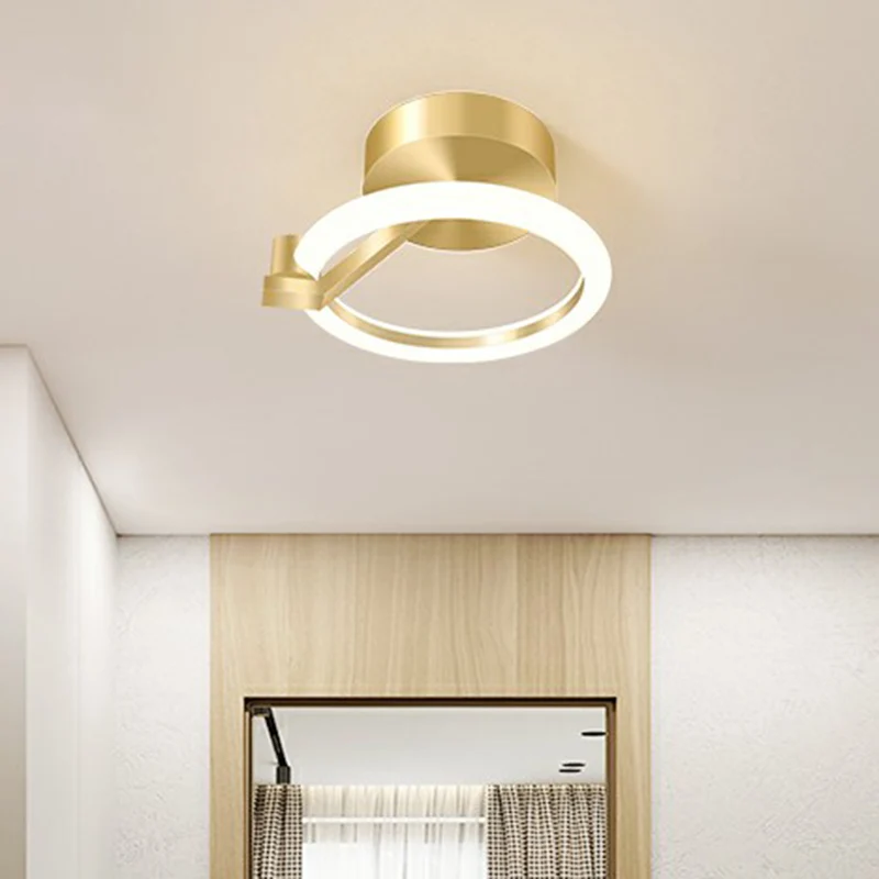 Kleine inbouw plafondarmatuur Eenvoud Metaal goudkleurige afwerking Semi-gemonteerde verlichting voor gang Clearhalo