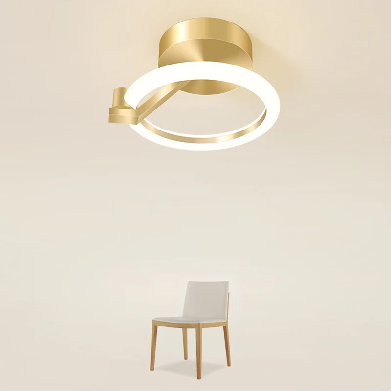 Kleine inbouw plafondarmatuur Eenvoud Metaal goudkleurige afwerking Semi-gemonteerde verlichting voor gang Clearhalo