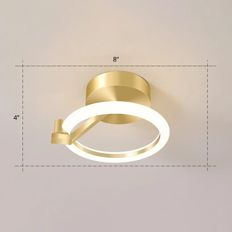 Kleine inbouw plafondarmatuur Eenvoud Metaal goudkleurige afwerking Semi-gemonteerde verlichting voor gang Clearhalo