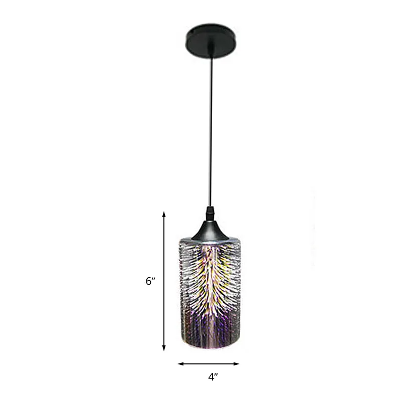 3D kleurrijke glazen cilinder hangende plafondlamp moderne 1-kops zwarte hanglampset Clearhalo