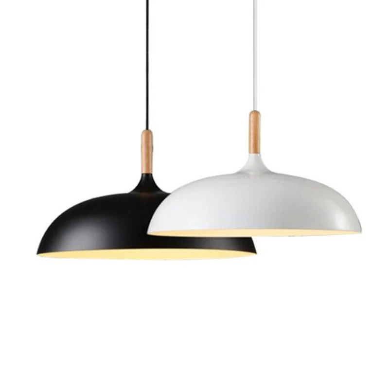 Koepel Eetkamer Druppelhanger Moderne stijl Metaal 1-lichts Hangende plafondlamp met houten blad Clearhalo
