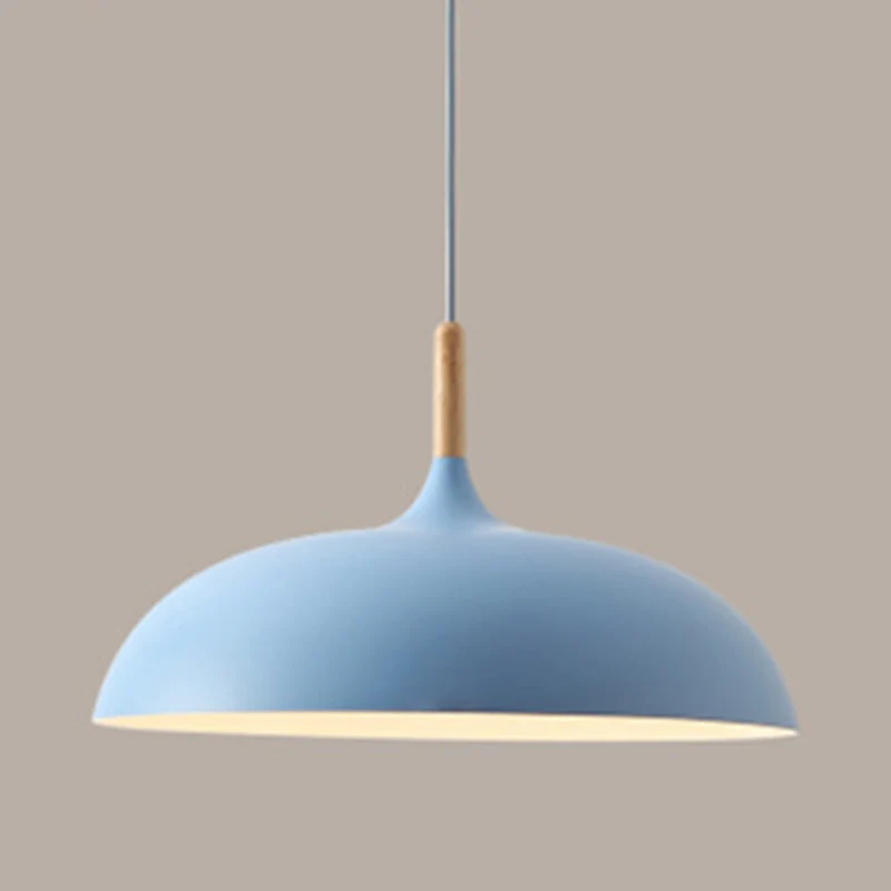Koepel Eetkamer Druppelhanger Moderne stijl Metaal 1-lichts Hangende plafondlamp met houten blad Clearhalo