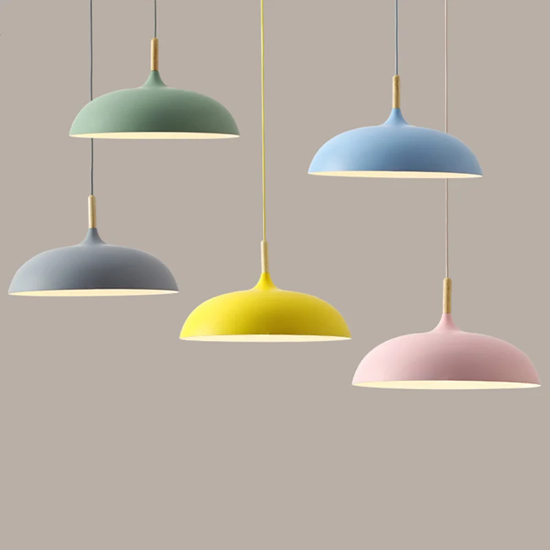 Koepel Eetkamer Druppelhanger Moderne stijl Metaal 1-lichts Hangende plafondlamp met houten blad Clearhalo