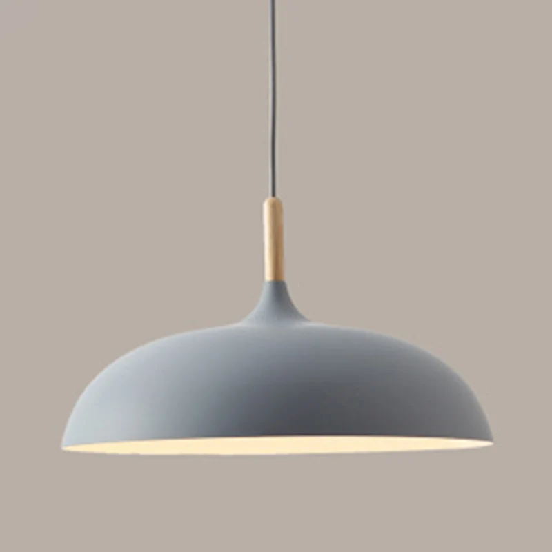 Koepel Eetkamer Druppelhanger Moderne stijl Metaal 1-lichts Hangende plafondlamp met houten blad Clearhalo