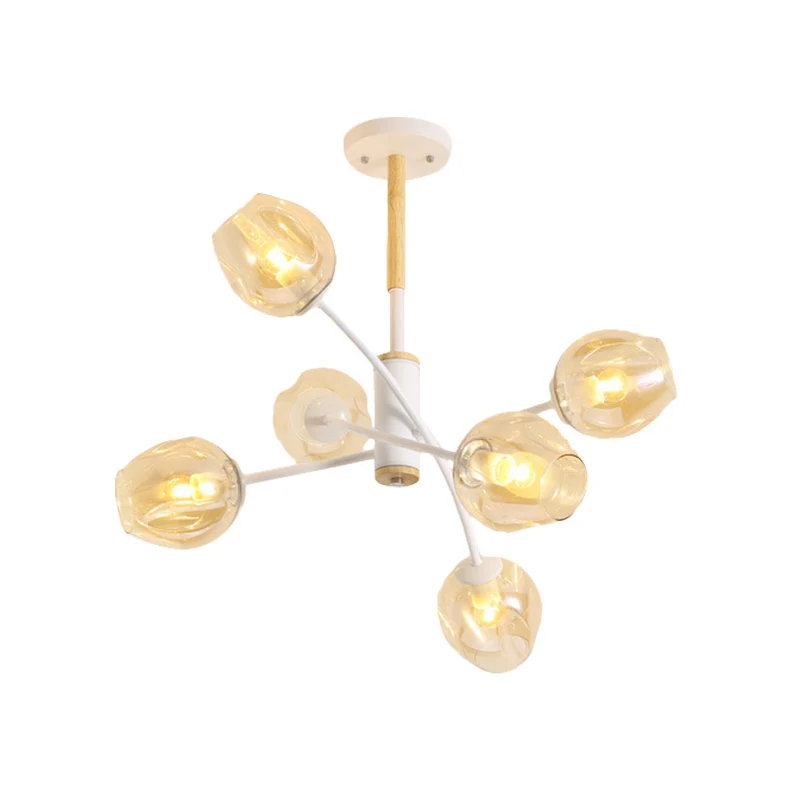 Koepel Woonkamer Kroonluchter Verlichting Blauw/Tan Glas 6/8 Lichten Eigentijdse Stijlvolle Hangende Hanglamp Clearhalo