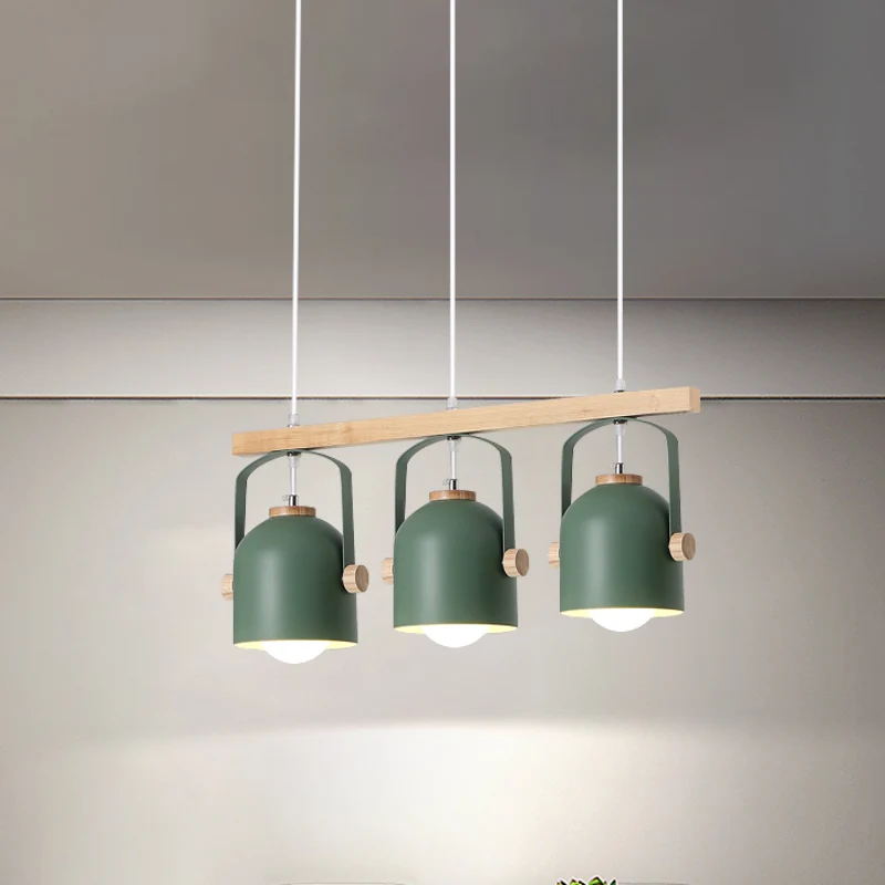 Koepeleilandlamp Scandinavische stijl, 3/4 lichts houten kroonluchterverlichting met metalen kap Clearhalo