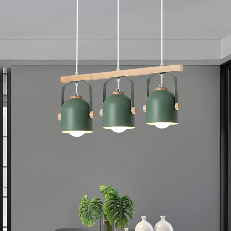 Koepeleilandlamp Scandinavische stijl, 3/4 lichts houten kroonluchterverlichting met metalen kap Clearhalo