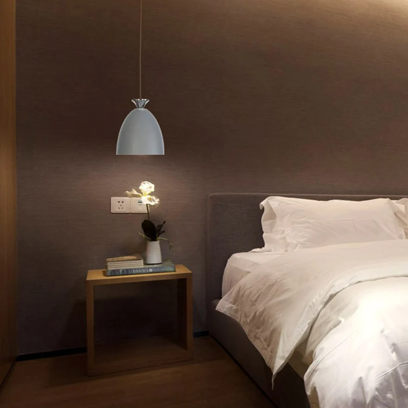 Koepelvormige hanglamp Minimalistisch metallic 1 Lichtgrijs Pendellicht voor slaapkamer Clearhalo