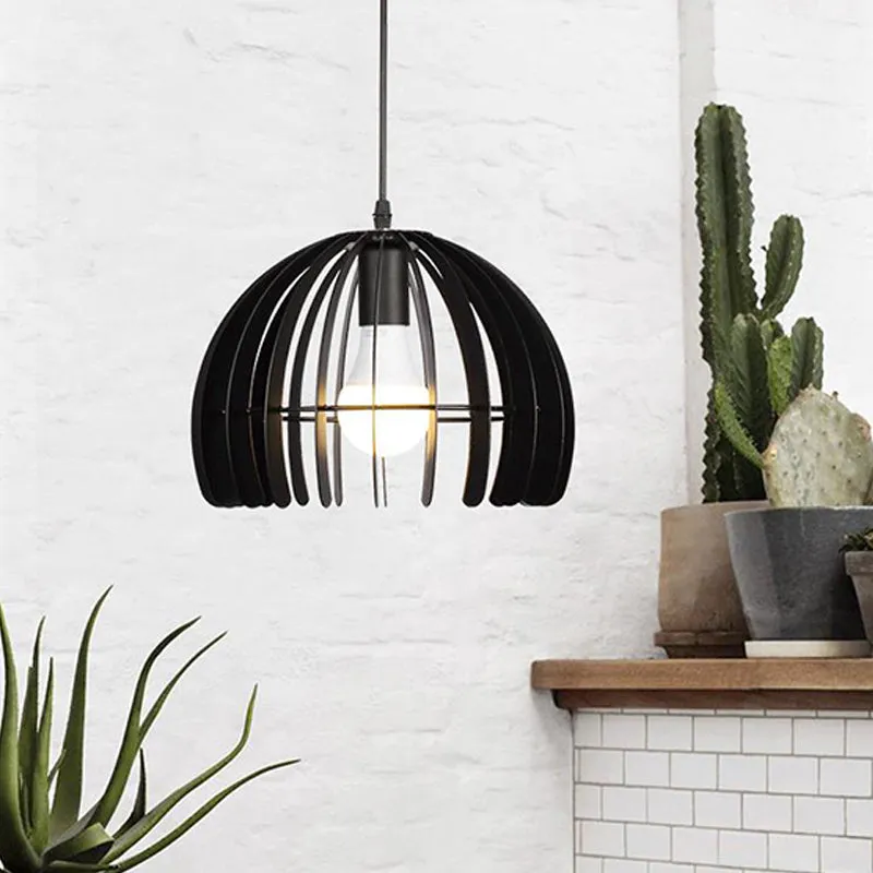 Koepelvormige hanglamp voor woonkamer, set van metaal, enkele lamp, hedendaagse hanglamp zwart/wit Clearhalo