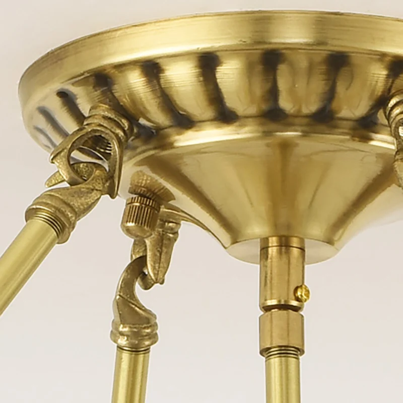 Koepelvormige matglas semi-gemonteerde verlichting Vintage 4 lampen woonkamer semi-inbouw licht goud, 16"/18" breed Clearhalo