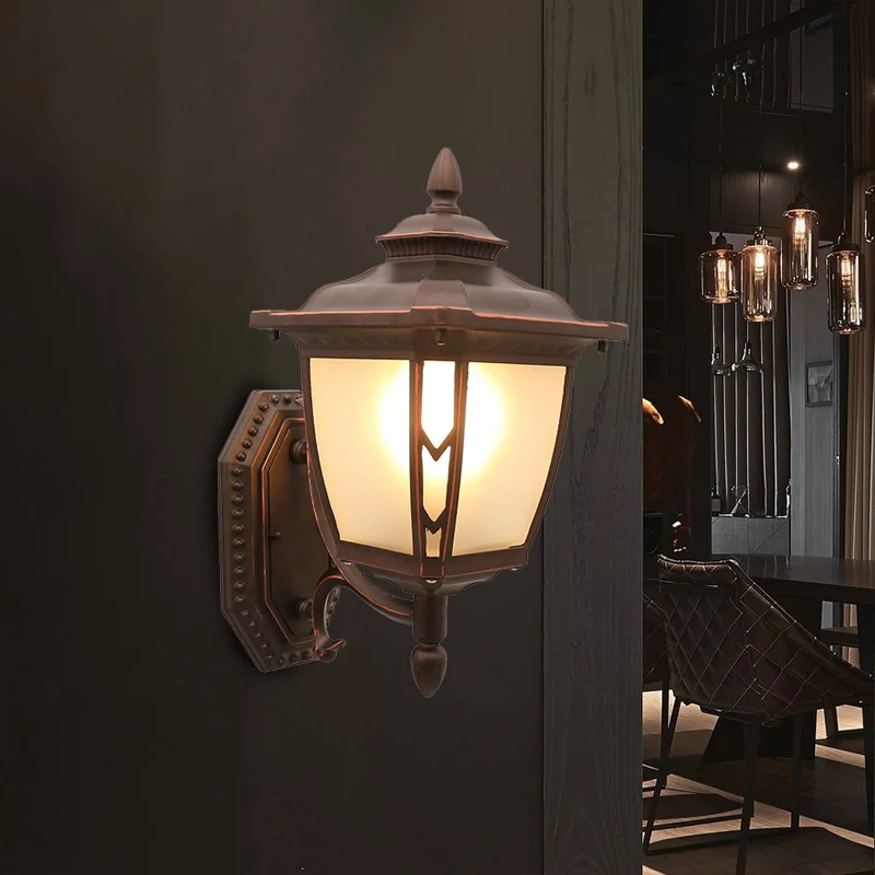 Koffie 1-lichts wandmontage lamparmatuur Lodges matglas dennenappel wandkandelaar verlichting voor buiten Clearhalo