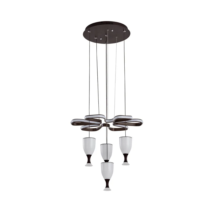 Koffie 4-kops en draai-plafondlamp modernistische LED-acryl multi-lichthanger Clearhalo