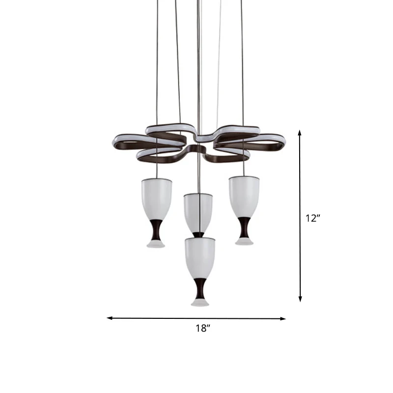 Koffie 4-kops en draai-plafondlamp modernistische LED-acryl multi-lichthanger Clearhalo